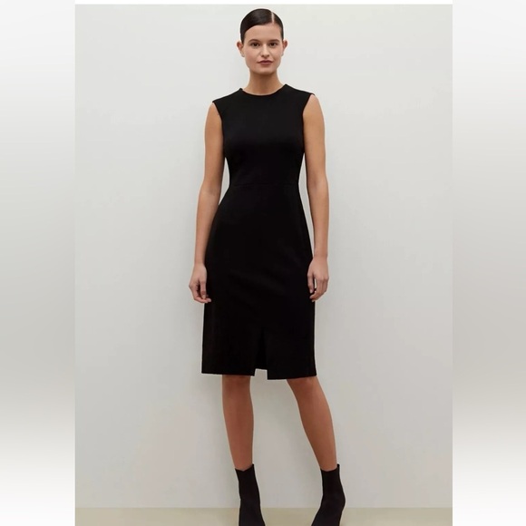 MM Lafleur Dresses & Skirts - MM Lafleur The Katie Dress Black Stretch Ponte Knit Sheath Zipper Slit classy 6